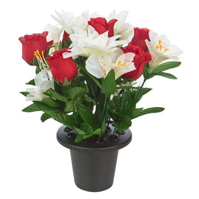 Urbn-Living Urbnliving 30Cm Height Red & Cream Assorted Style Mini Flowerpots In Black Planter from B&Q