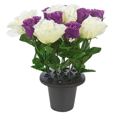 Urbn-Living Urbnliving 30Cm Height Rose Purple & White Assorted Style Mini Flowerpots In Black Planter from B&Q