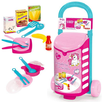 Urbn-Living Urbnliving 56Cm Height 18Pcs Unicorn Kids Shopping Trolley Cart Kitchen Set Play Food Accessories Holder from B&Q