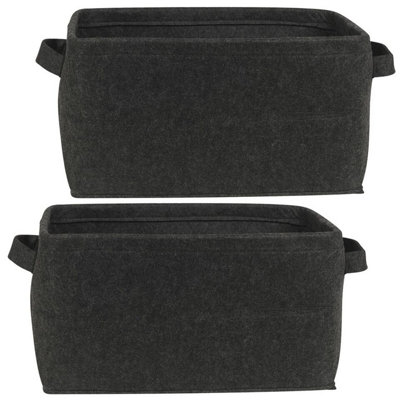 Urbn-Living Urbnliving 40Cm Width Large Felt Storage Basket Closet Toy Hamper Black Laundry Bag Shelf Box Organiser Set Of 2 from B&Q