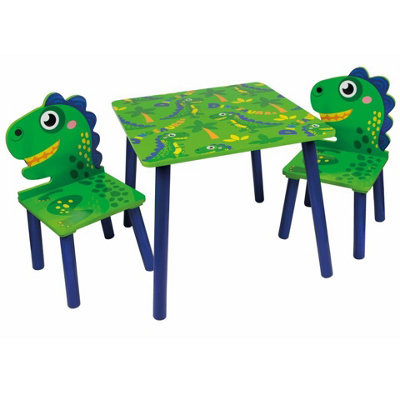 Urbn-Living Urbnliving 53Cm Height Kids Wooden Table & 2 Chairs Dino Themed Toddlers Junior Play Desk Set from B&Q