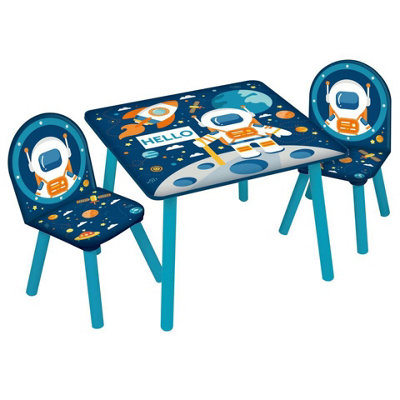 Urbn-Living Urbnliving 53Cm Height Kids Wooden Table & 2 Chairs Space Themed Toddlers Junior Play Desk Set from B&Q