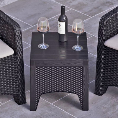 Urbn-Garden Urbngarden 42Cm Height Black Rattan Square Coffee Table Wood Look from B&Q