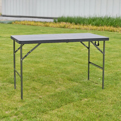 Urbn-Garden Urbngarden 120Cm Width Black Rattan Design Portable Outdoor Folding Carry Handle Table from B&Q