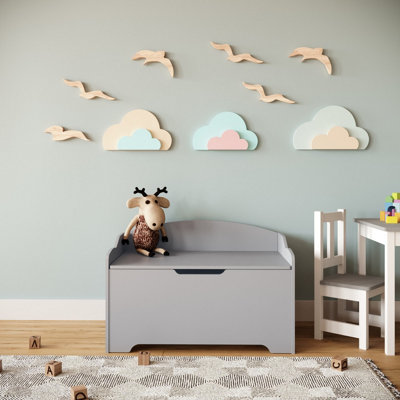 Urbn-Living Urbnliving 76Cm Width Ottoman Grey Wooden Storage Chest Bench Stool Seat Trunk Toy Box from B&Q
