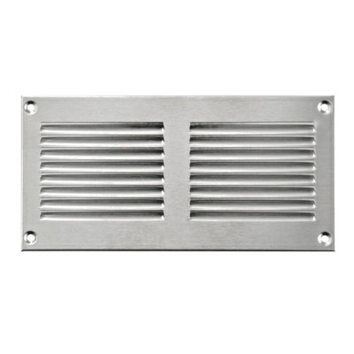 Stainless Steel Air Vent Grille 200mm X 100mm With Fly Screen Flat Duct Cover from B&Q