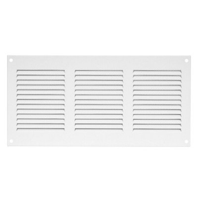 White Metal Air Vent Grille 300mm X 150mm Fly Screen Flat from B&Q