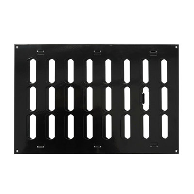 Black Metal Air Vent Grille 300mm X 200mm With Shutter Flat from B&Q