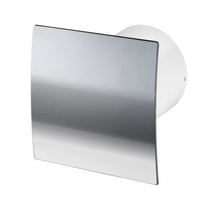Polished Chrome Bathroom Extractor Fan 100mm / 4" With Pull Cord Switch from B&Q