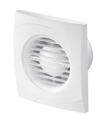 White Bathroom Extractor Fan 100mm With Pull Cord Switch from B&Q