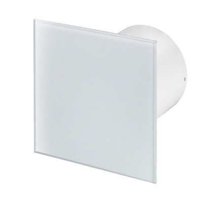 Modern Bathroom Extractor Fan 100mm With Square Glass Panel from B&Q