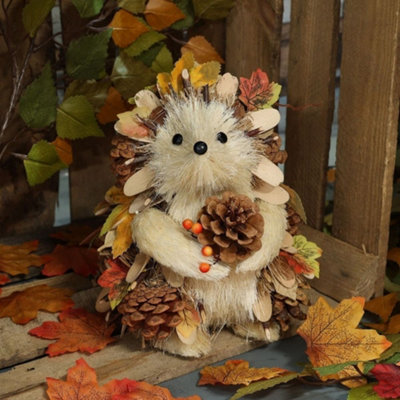 Autumn Hedgehog Ornament With Pine Cones & Leaves from B&Q