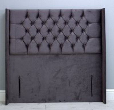 Comfy Deluxe 3Ft 54Inch  Maroon Plush Floorstanding Chesterfield Wing Headboard from B&Q