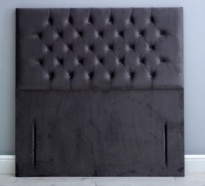 Comfy Deluxe 3Ft 54Inch  Mustard Plush Floorstanding Chesterfield  Headboard from B&Q