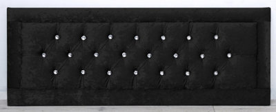 Comfy Deluxe 2Ft6 20Inch  Black Crush Velvet  Miami With Crystal Buttons from B&Q