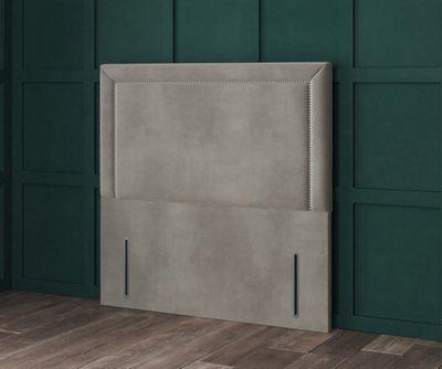 Comfy Deluxe 3Ft Beige Linen Hannah Beading 54Inch Floorstand Headboard from B&Q