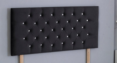 Comfy Deluxe 6Ft Superking 26Inch Black Plush Chesterfield Headboard from B&Q