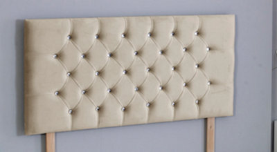Comfy Deluxe 5Ft King 26Inch Coffee Plush Chesterfield Headboard from B&Q
