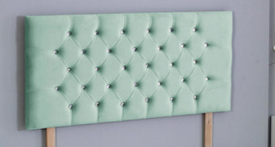 B&Q -  6Ft Superking 26Inch Duck Egg Plush Chesterfield Headboard