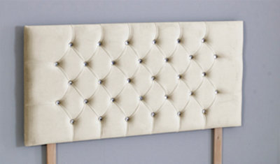 Comfy Deluxe 2Ft6 Small Single 20Inch  Cream Plush Chesterfield Headboard from B&Q