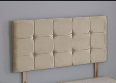 Comfy Deluxe 4Ft6 Double 26Inch Coffee Plush Cube Headboard from B&Q