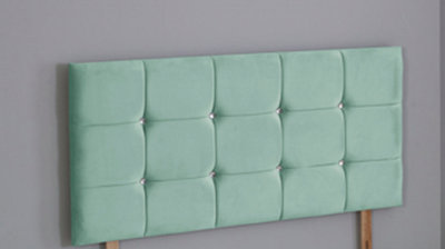 B&Q -  3Ft Single 20Inch    Duck Egg Plush Cube Headboard