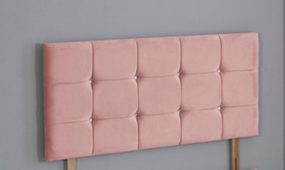 Comfy Deluxe 3Ft Single 26Inch     Pink Plush Cube Headboard from B&Q