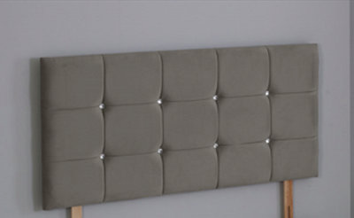 Comfy Deluxe 2Ft6 Small Single 20Inch     Grey Plush Cube Headboard from B&Q