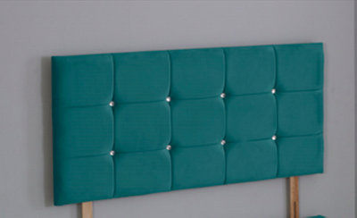 Comfy Deluxe 2Ft6 Small Single 20Inch Green  Plush Cube Headboard from B&Q