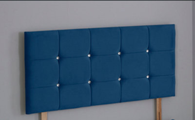 Comfy Deluxe 4Ft6 Double 26Inch  Blue Plush Cube Headboard from B&Q