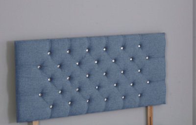 Comfy Deluxe 6Ft Superking 20Inch   Denim Linen Chesterfield Headboard from B&Q