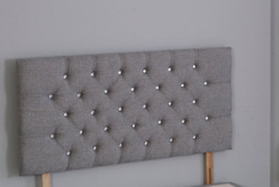 Comfy Deluxe 4Ft6 Double 20Inch Grey Linen Chesterfield Headboard from B&Q