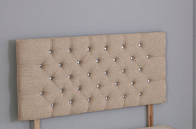 Comfy Deluxe 3Ft  Single 20Inch     Beige Linen Chesterfield Headboard from B&Q