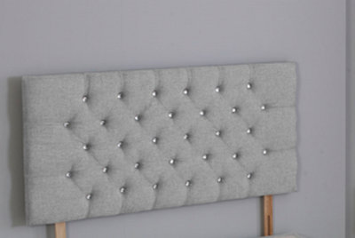 Comfy Deluxe 2Ft6 Small Single 26Inch  Silver Linen Chesterfield Headboard from B&Q