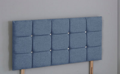 Comfy Deluxe 4Ft6 Double 26Inch   Denim Linen Cube Headboard from B&Q
