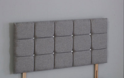 Comfy Deluxe 4Ft6 Double 26Inch   Grey Linen Cube Headboard from B&Q