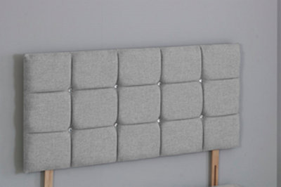 Comfy Deluxe 3Ft  Single 26Inch Silver Linen Cube Headboard from B&Q