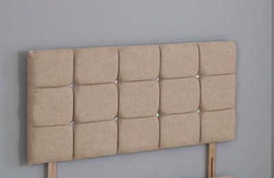 Comfy Deluxe 2Ft6 Small Single 20Inch    Beige Linen Cube Headboard from B&Q