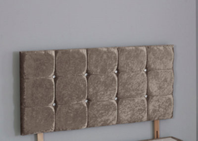 Comfy Deluxe 3Ft  Single 20Inch   Truffle Crush Velvet  Cube Headboard from B&Q