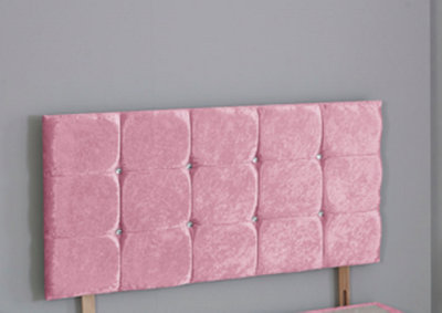B&Q -  6Ft Superking 26Inch    Pink  Crush Velvet Cube Headboard