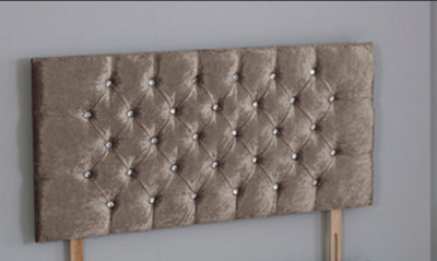 B&Q -  6Ft Superking 20Inch  Truffle Crush Velvet Chesterfield Headboard