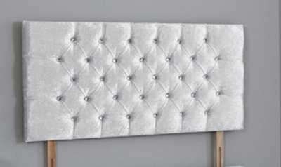 B&Q -  6Ft Superking 20Inch   White  Crush Velvet Chesterfield Headboard
