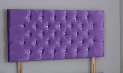 B&Q -  6Ft Superking 20Inch    Purple  Crush Velvet Chesterfield Headboard
