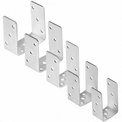 SS8 Bolt Down U Shape 121mm4.8" Silver ( Pack Of: 1 ) Galvanised Post Support Heavy Duty 4mm Fence Foot Base Bracket from B&Q