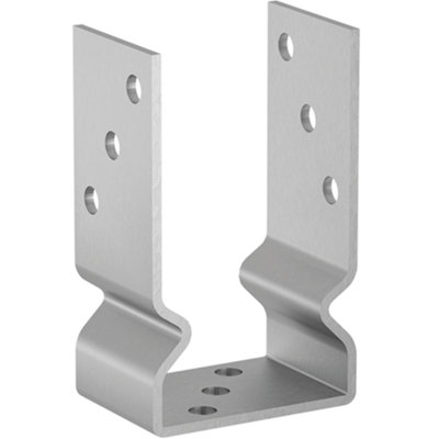 SS8 Bolt Down 91mm3.6" Silver ( Pack Of: 1 ) U Shape Galvanised Post Support Heavy Duty 4mm Fence Foot Base Bracket from B&Q