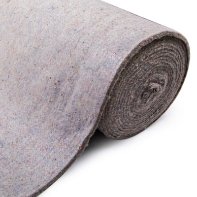 FloorMatch 56Oz Wool Fibre Carpet Underlay 15mm Thick 15M2 (1.37M X 11M) Roll 100% Recycled from B&Q