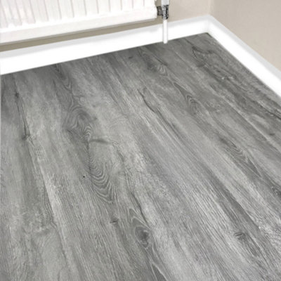 B&Q -  Grey Lvt Luxury Vinyl Click Plank Flooring 1M2 Pack 4.2mm Thick Flooring