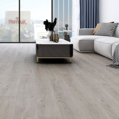 Floormatch Spc Click Flooring Composite Plank FlooringUnderlay InstalledStoney Grey Oak Plank Style 2.193M2 Pack from B&Q