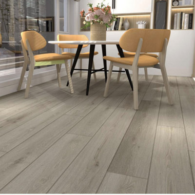 Floormatch Spc Click Flooring Composite Plank FlooringUnderlay InstalledSmoke Grey Oak Plank Style 2.193M2 Pack from B&Q