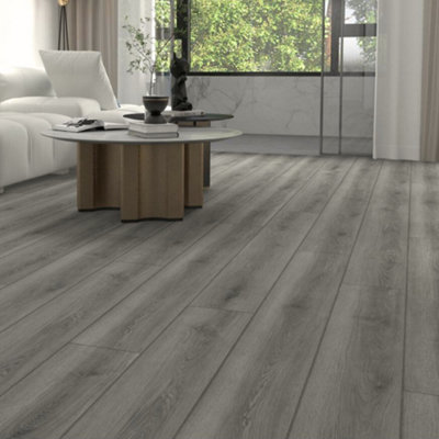 Floormatch Spc Click Flooring Composite Plank FlooringUnderlay InstalledMillennium Grey Oak Plank Style 2.193M2 Pack from B&Q